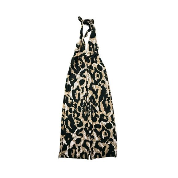 Diane Von Furstenberg x Target Women XS Leopard Halter Jumpsuit Black/Tan/Pink - Picture 3 of 8